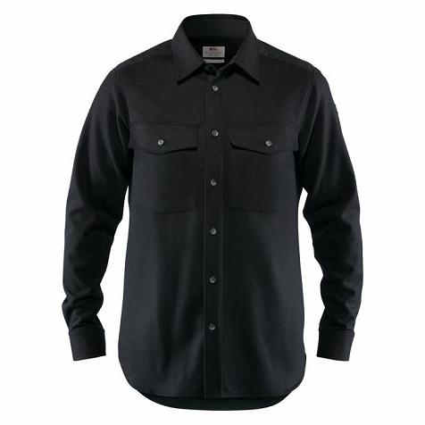 Fjallraven Men Övik Shirts Black PH353692 Philippines